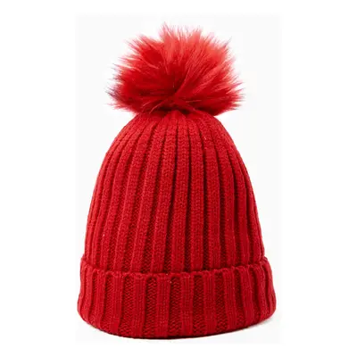 Red Christmas Hat Matching Family Cute Fleece-lining Knitted Hat for Mom and Daughter