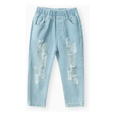 Toddler Girl/Boy Elasticized Ripped Denim Jeans