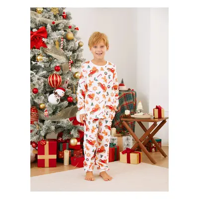 Christmas Family Matching Allover Xmas Pattern Pajamas Sets with Drawstring and Pockets