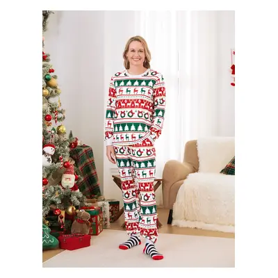 Christmas Pajamas Family Matching Allover Reindeer/Xmas Tree Pattern PJs Sets