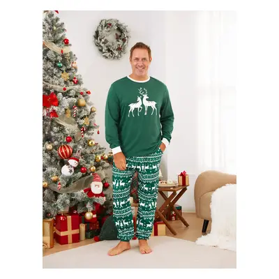 Christmas Family Matching Glow in the Dark Reindeer Tops Allover Pattern Pants Pajamas Sets with