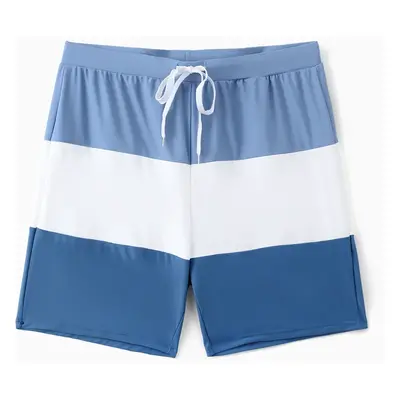 Family Matching Color Block Drawstring Swim Trunks or Big bow Strap Bikini