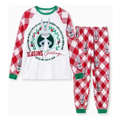 Looney Tunes Family Matching Christmas Character Print Contrasted Long-sleeve Pajamas Top And Al