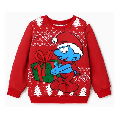 The Smurfs Family Matching Christmas Character & Snowflake Print Long-sleeve Top