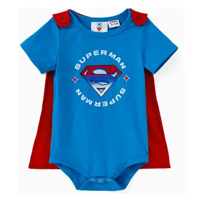 Justice League Family Matching Cotton Superman Logo Print Tee/Onesie with Superman Cape