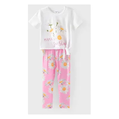 Toddler/Kid Girl 2pcs Sweet Floral Print Tee and Leggings Set