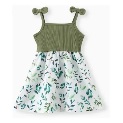 Toddler Girl Butterfly/Floral Print Bowknot Design Splice Cami Dress