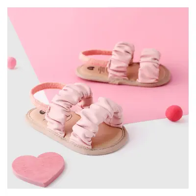 Baby Girl Pleat Design Leather Prewalker Shoes Sandals