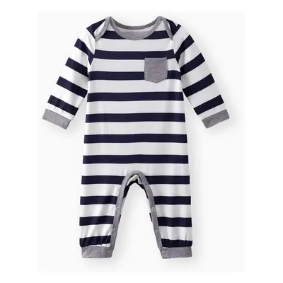 Baby Boy All Over Striped/Star Print Long-sleeve Jumpsuit