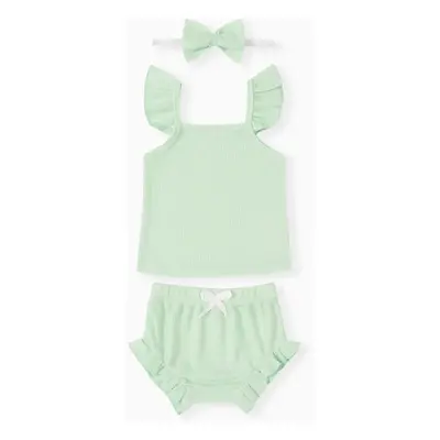 Sweet 3pcs Baby Girl Ruffle Edge Set in Polyester Fabric