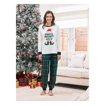 Christmas Family Matching Santa's Favorite ELF Plaid Pants Pajamas Sets