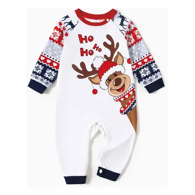 Christmas Family Matching Cute Reindeer Print Pajamas Sets