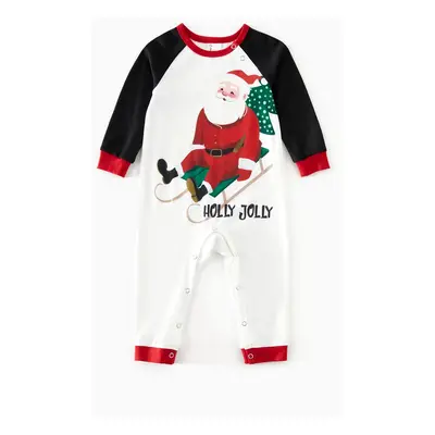 Christmas Family Raglan Sleeves Funny Santa Graphic Plaid Pants Pajamas Sets with Drawstring and