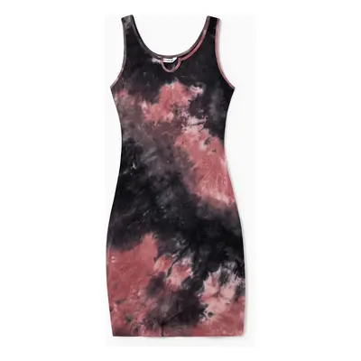 Mommy and Me Black and Red Tie-Dyed Sleeveless Body-con Dress