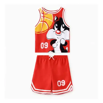 Looney Tunes 2pcs Toddler Girls Sporty Character Print Tank Top&Shorts Set