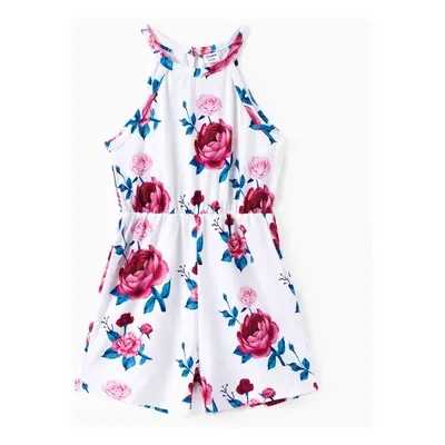 Kid Girl Floral Print Halterneck Jumpsuit