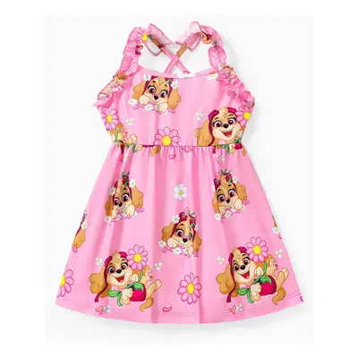 PAW Patrol Skye Little Girl Ruffled Large Pattern Flower Print Sweet Dress