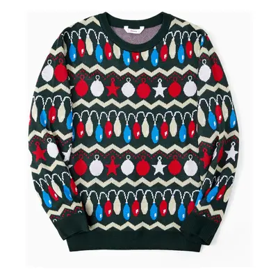 Christmas Family Matching Allover Christmas Light Pattern Long Sleeves Sweater