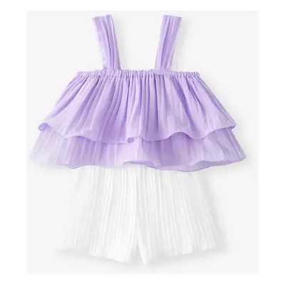 2pcs Toddler Girl Elegant Pleated Camisole and Shorts Set