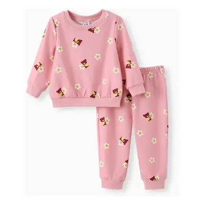 Baby Boy/Girl 2pcs Bear Print Sweatshirt and Pants Set