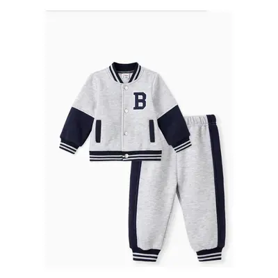 2pcs Baby Boy Classic Letter Long Sleeve Set