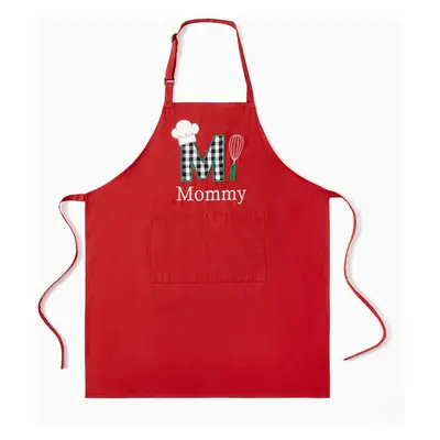 Mommy and Me Red Christmas Aprons 100% Cotton Embroidered Baking Theme