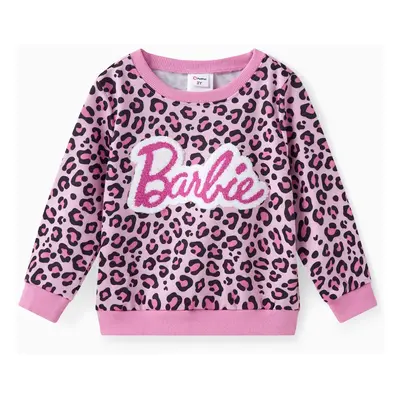 Barbie Toddler/Kid Girl Naia™ Letter Embroidered Leopard Pullover Sweatshirt