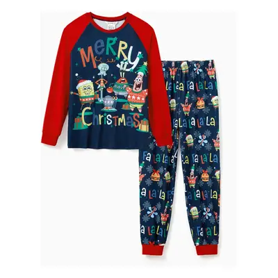 SpongeBob SquarePants Family matching Christmas Pattern Colorblock Pajama Set (Flame Resistant)