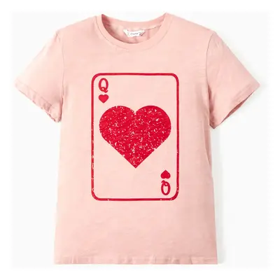 Family Matching Fun Card Deck Design Cotton Short Sleeves Graphic Tee