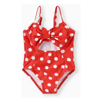 Baby Girl Allover Polka Dot Print Cut Out One-Piece Swimsuit