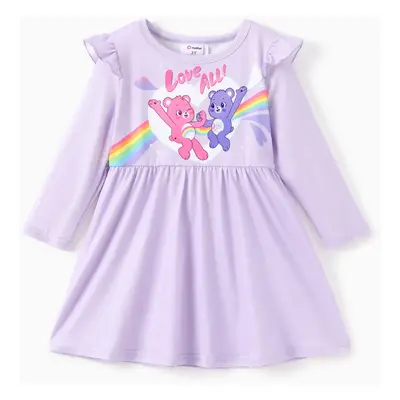 Care Bear Toddler 1pc Character Rainbow Heart Print Flutter-sleeve Dress