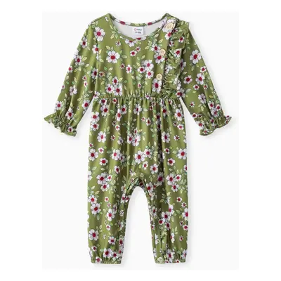 BABY GIRL Sweet Butterfly/Solid color/Floral print Jumpsuit, Soft Ruffle Edge, Piece, Medium Thi