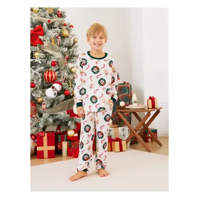 Christmas Family Matching Raglan Sleeves Gingerbread Man Pattern Slogan Pajamas Sets with Drawst