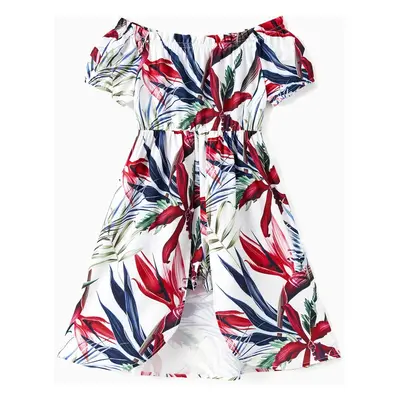 Family Matching Sets Floral Beach Shirt or Off Shoulder Romper with Longline Skirt