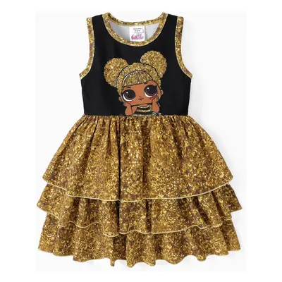 L.O.L. SURPRISE! Toddler Girl Character Print Layered Ruffle Hem Dress