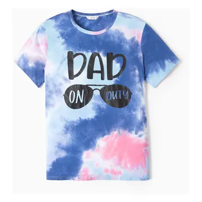 Family Matching Tie-Dye Sunglasses Pattern Short Sleeves Tops