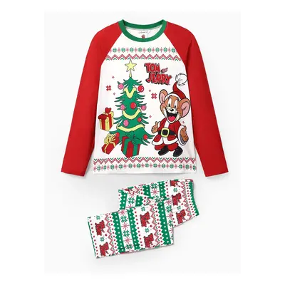 Tom and Jerry Family Matching Joyly Christmas Character Print Pajamas Sets (Flame Resistant)