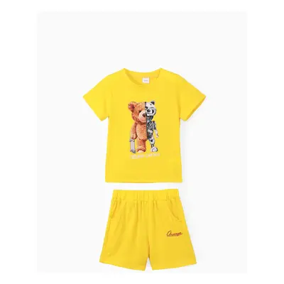 2pcs Toddler Boy Playful Bear Print Short-sleeve Tee and Shorts Set