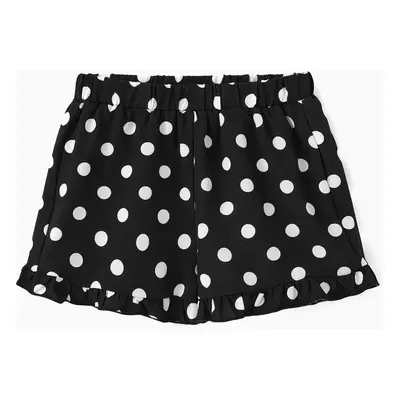 Toddler Girl Polka Dots Pattern Ruffle Hem Shorts