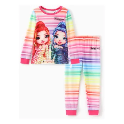 Rainbow High Toddler/Kid Girl 2pcs Naia™ Character Rainbow Gradient Print Snug-Fitting Pajamas S