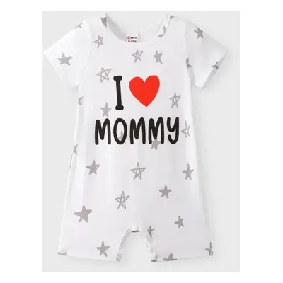 Baby Boy/Girl Love Heart and Letter Print All Over Stars Short-sleeve Romper