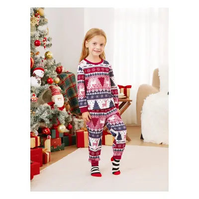 Christmas Family Matching Red Reindeer/Christmas Tree Pattern Pajamas Sets with Pockets and Draw