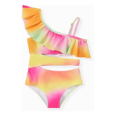 Sweet Girl Ruffle Edge Swimsuit, Polyester Spandex, Piece