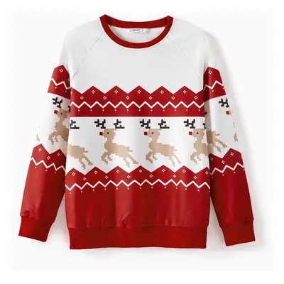 Christmas Family Matching Allover Reindeer Print Raglan-sleeve Sweatshirts