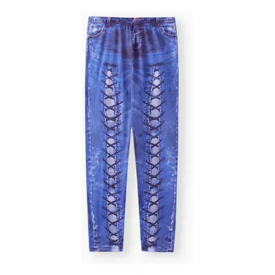 Kid Girl Lace-up Pattern Print Elasticized Skinny Pants Leggings(Not Denim Leggings )