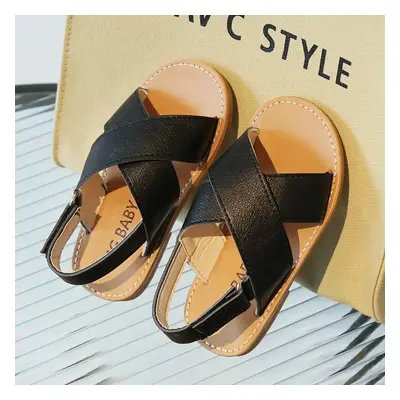 Toddler/Kid Girl Casual Cross Strap Velcro Leather Sandals