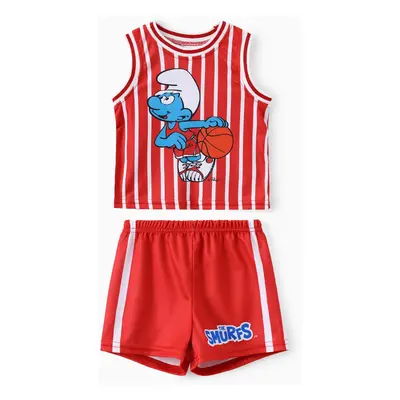 The Smurfs Baby/Toddler Boys 2pc Basketball Character Striped Print Tank Top with Shorts Sporty 