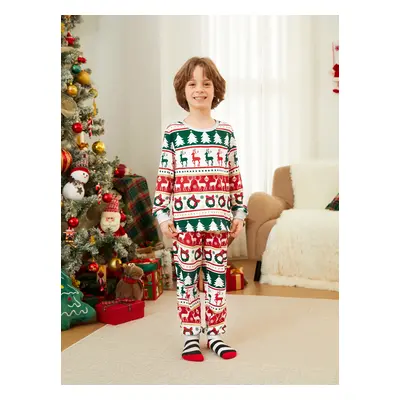 Christmas Pajamas Family Matching Allover Reindeer/Xmas Tree Pattern PJs Sets