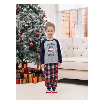 Christmas Family Raglan Sleeves Christmas Tree Delivery Truck Graphic Plaid Pants Pajamas Sets w