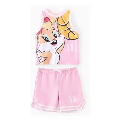 Looney Tunes 2pcs Toddler Girls Sporty Character Print Tank Top&Shorts Set